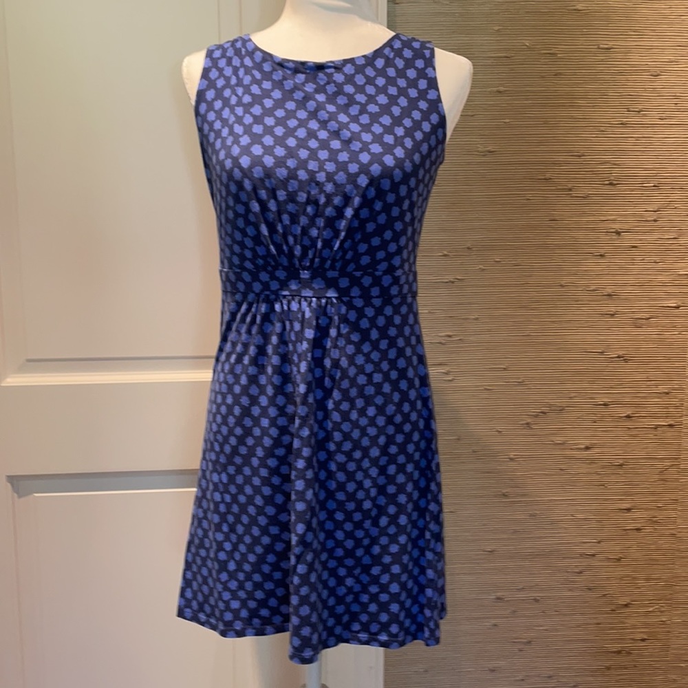Boden Mod Blue Clover Dot Pattern Dress
